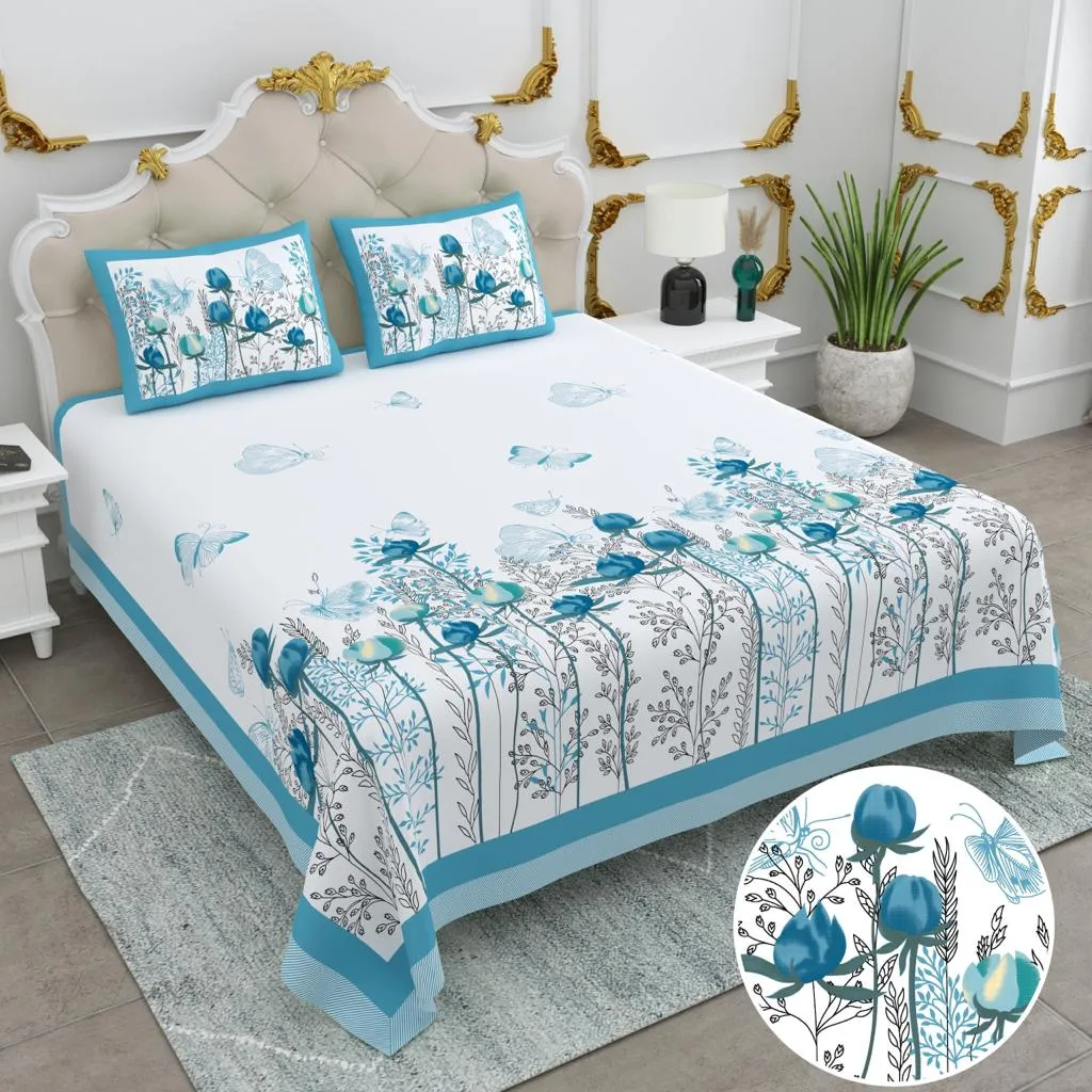 Cotton Bedsheet Double Size with 2 Pillow Cover